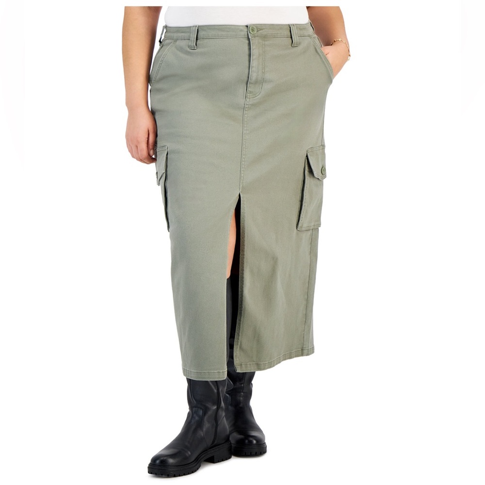 Plus Size Cargo Maxi Skirt